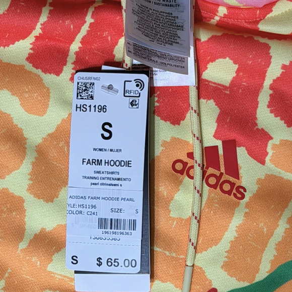 NWT adidas x FARM RIO 3-Stripes Hoodie Pearl Citrine (HS1196) SIZE SMALL Rare - Picture 7 of 8